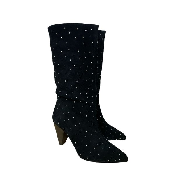 Donie Suede Rhinestone mid-calf Boots - Picture 1 of 5